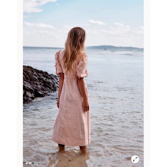 Free People Slow Pace Midi Size Medium Brand New Peach‎ Pink Salmon - Picture 3 of 12